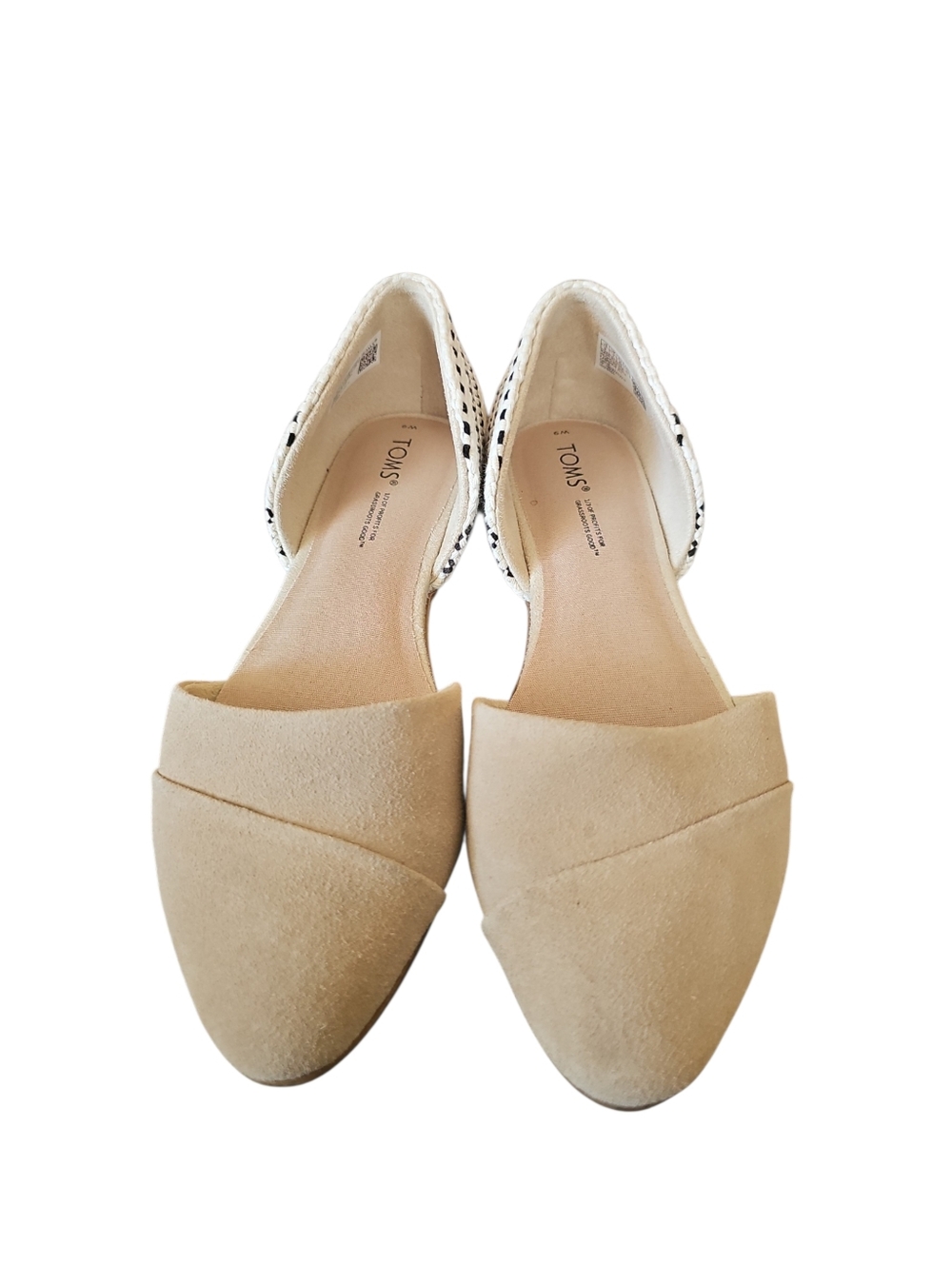Toms Beige Suede D'Orsay Flat - Women Shoes Cream Black Heels Sz 9 SH370 - Picture 3 of 7